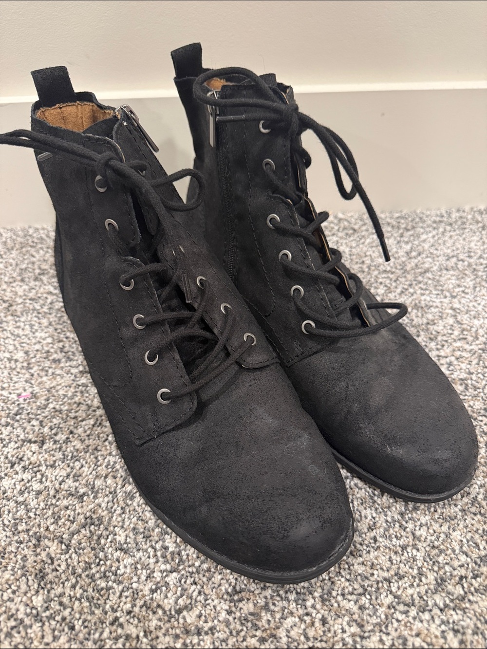 Earth Women’s Sz 12 Janel Black Leather Grunge Gorpcore Lace-Up Ankle Boots